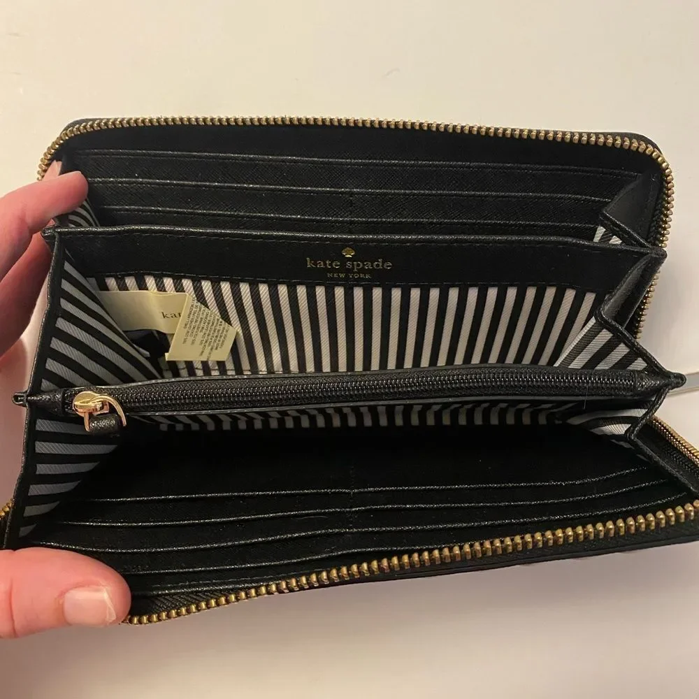 Kate Spade Black and White Ric Rac Wallet Cameron Street Lacey